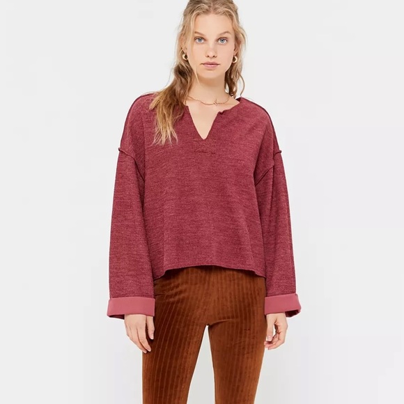 Urban Outfitters Sweaters - URBAN OUTFITTERS Jax Inside Out Ribbed Notch Neck Top